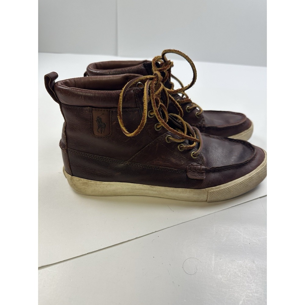 Polo Ralph Lauren Shoes Tavis Brown Leather High Top Sneakers Boots Size 10D